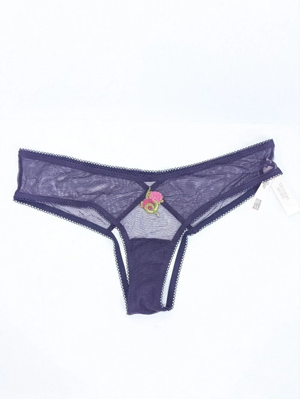 Victoria's Secret Open Back Panty Medium Women Sheer Cheeky snake floral VS